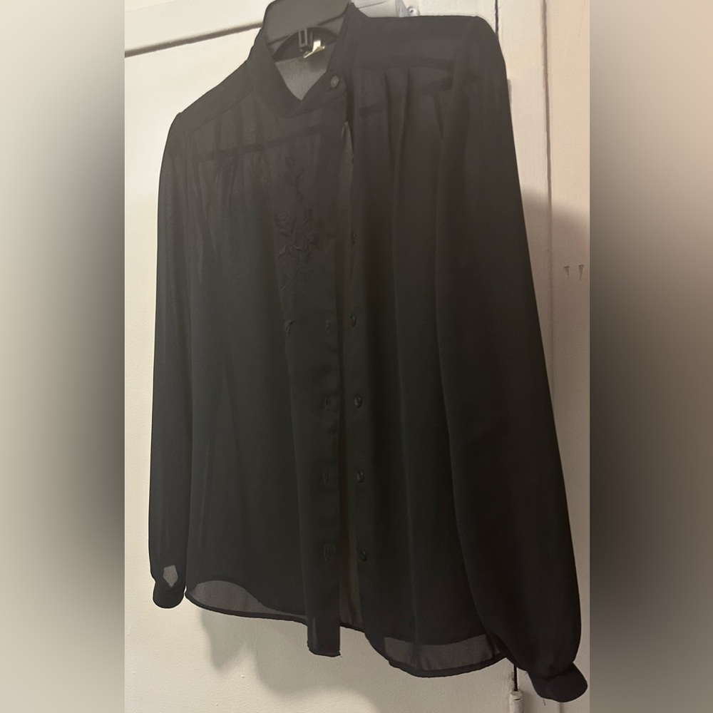 Elegant Black Sheer Blouse